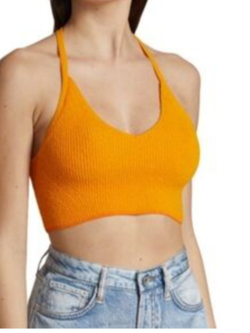 Rag & Bone Soleil Rib Bra Top Deep Yellow Orange T-Back Cropped XS
